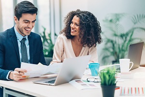 group of employees smiling at camera