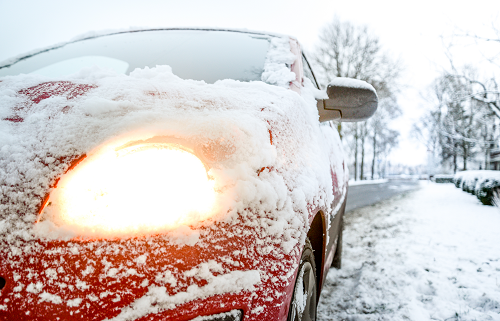 a car covered in snow